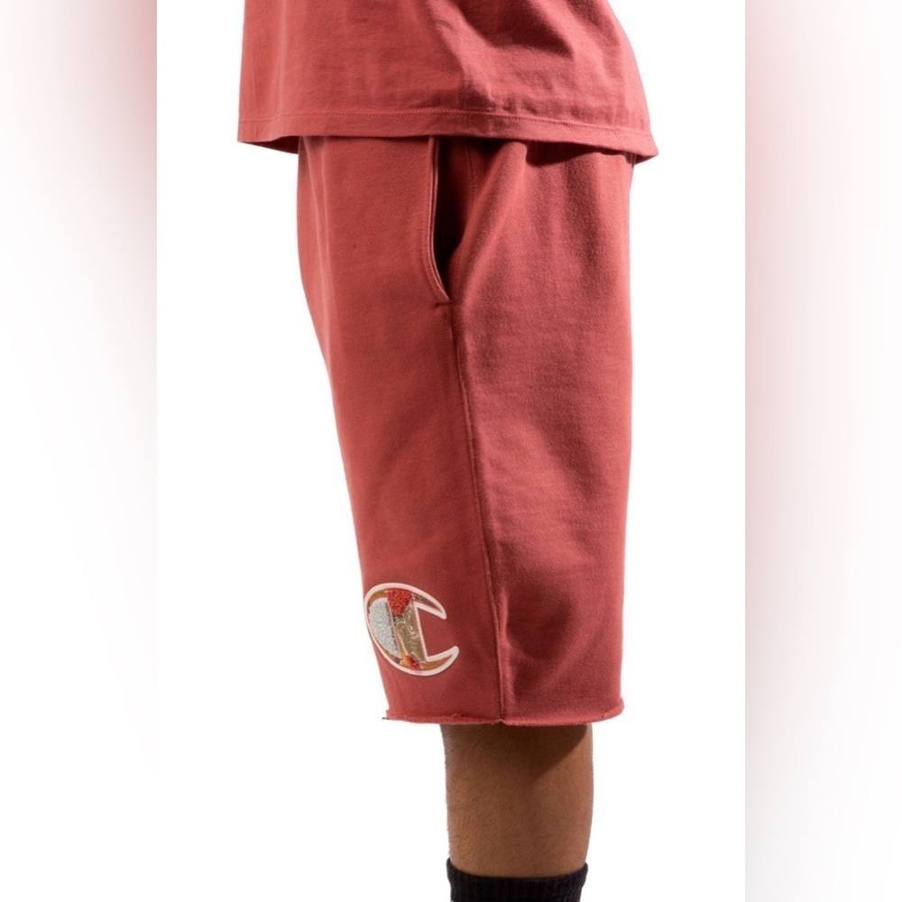 Champion Brick Red Reverse Weaves Casual Cut Off Shorts Logo Size Small